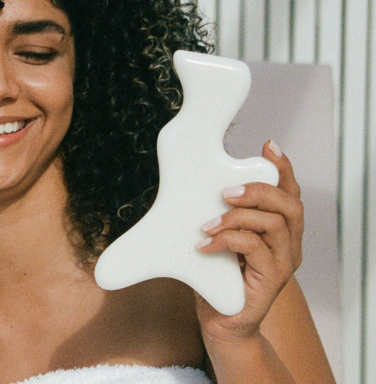 NATIVSENS White Jade Gua Sha | 528 Hz Lymphatic Drainage Tool for Stomach, Cellulite & Fascia Restructuring